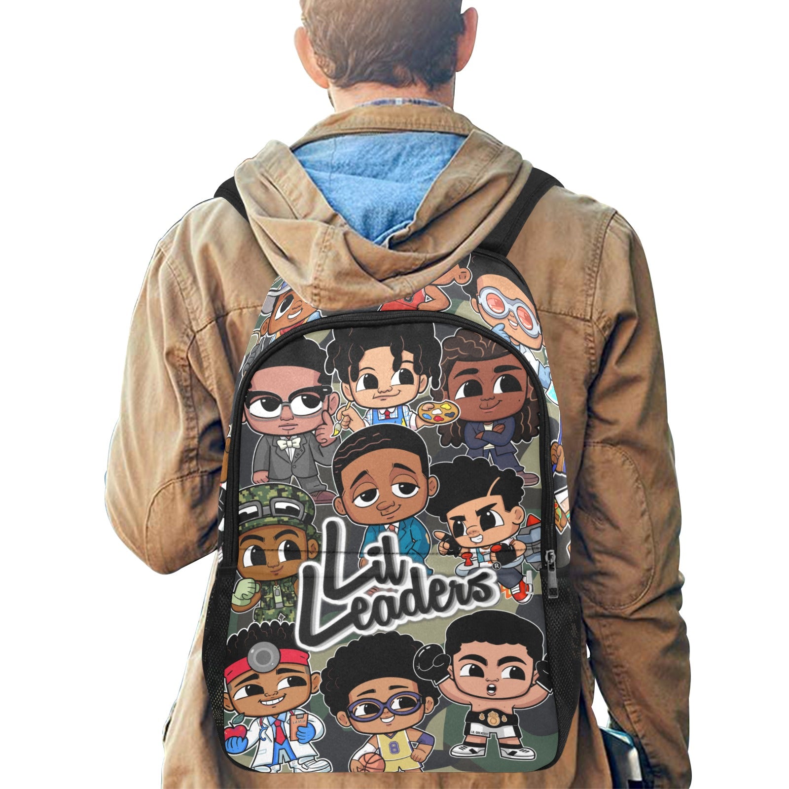 Lil Leaders Backpack - Boys - Gang Camo All-Over Print Unisex Casual Backpack with Side Mesh Pockets