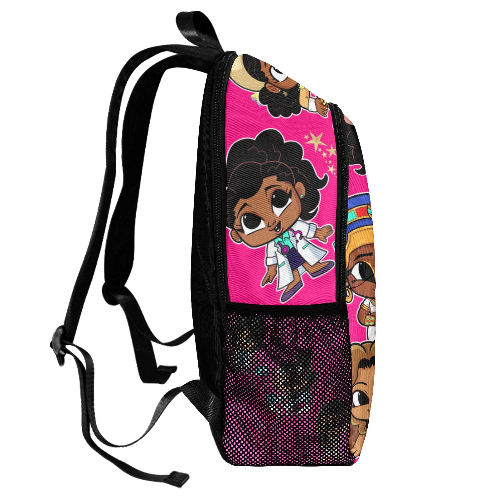 Lil Leaders Backpack - All over Logo Bag girl gang All-Over Print Unisex Casual Backpack with Side Mesh Pockets