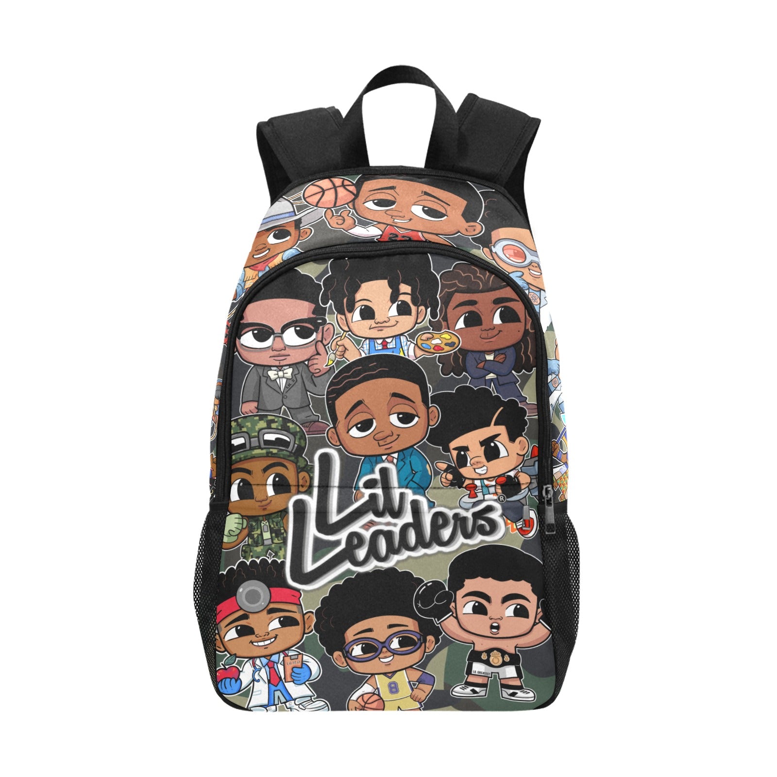 Lil Leaders Backpack - Boys - Gang Camo All-Over Print Unisex Casual Backpack with Side Mesh Pockets