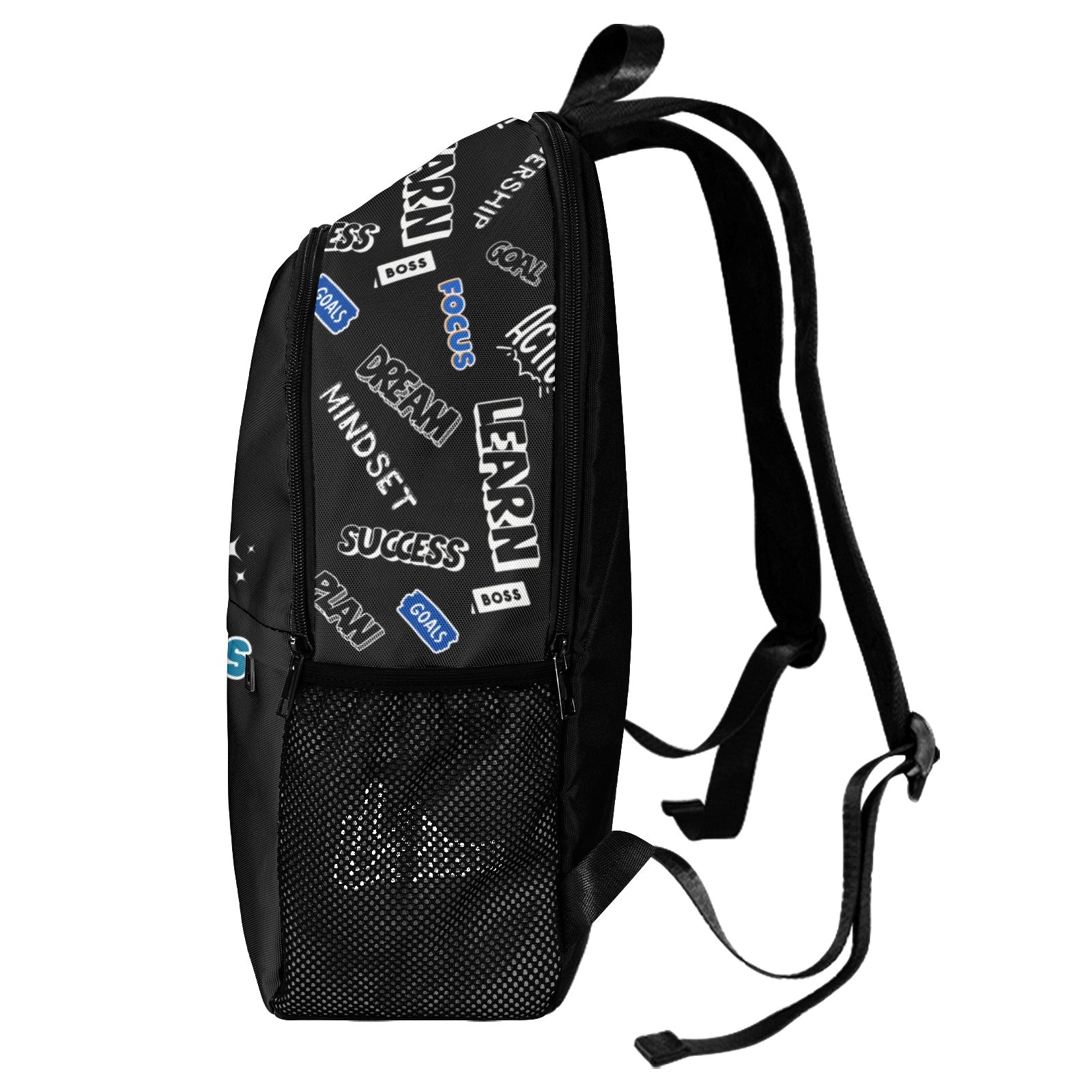 Lil Leaders Backpack - Boys - Boss Up - (Black) All-Over Print Unisex Casual Backpack with Side Mesh Pockets (Model 1659)
