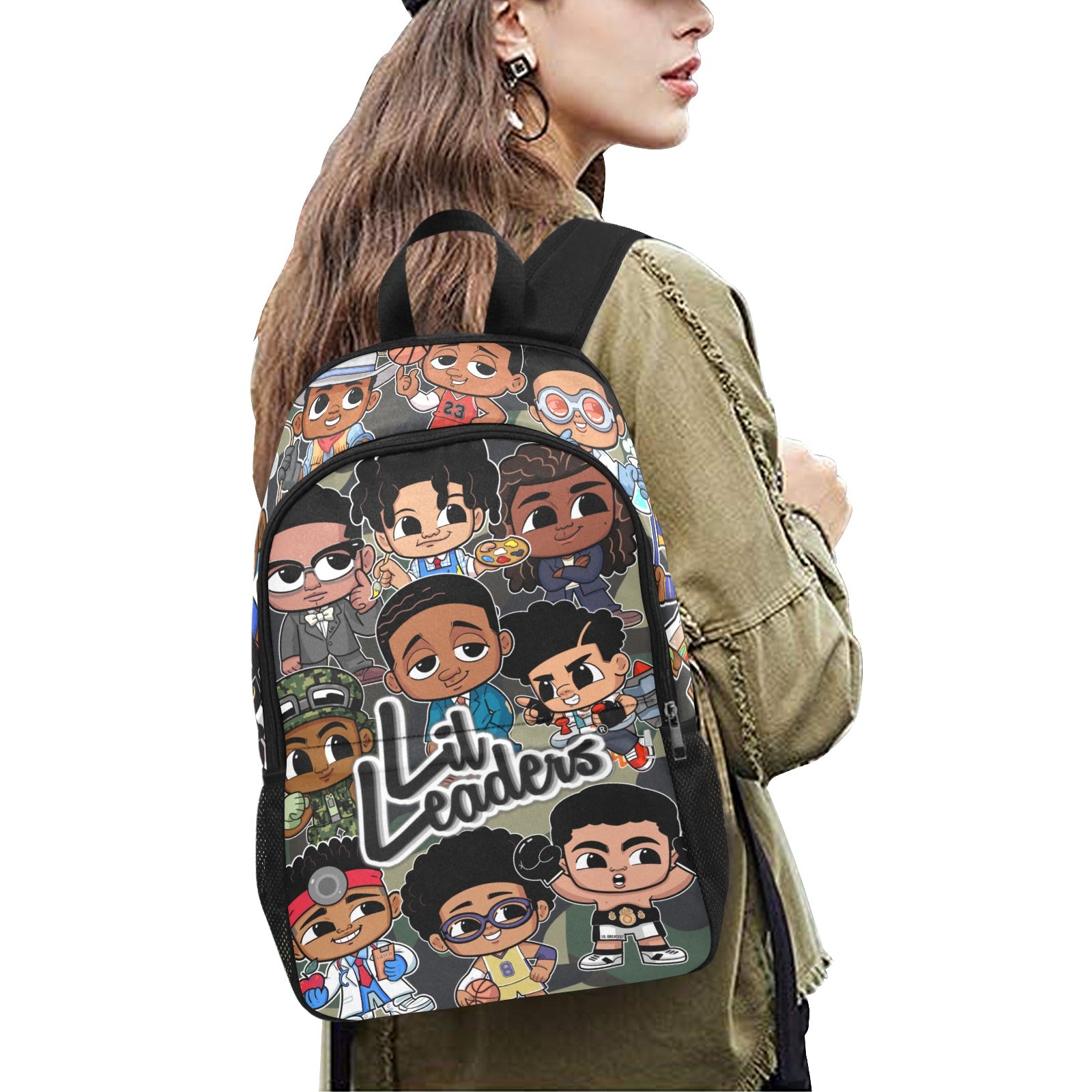 Lil Leaders Backpack - Boys - Gang Camo All-Over Print Unisex Casual Backpack with Side Mesh Pockets