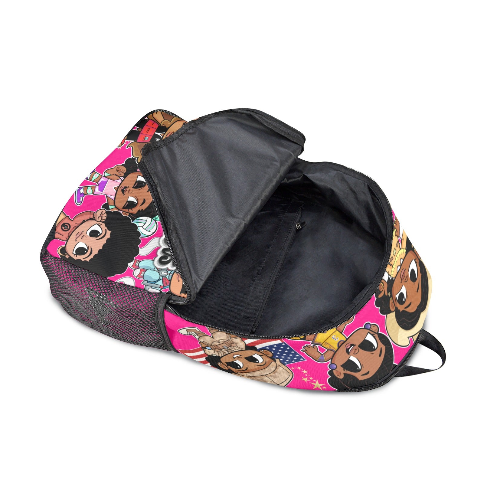 Lil Leaders Backpack - All over Logo Bag girl gang All-Over Print Unisex Casual Backpack with Side Mesh Pockets