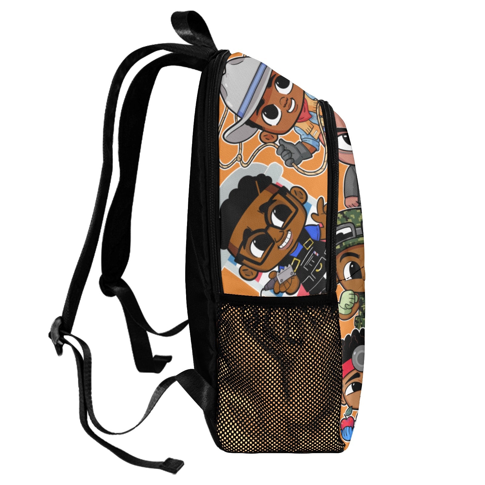 Lil Leaders Backpack - Boys - Gang Orange All-Over Print Unisex Casual Backpack with Side Mesh Pockets