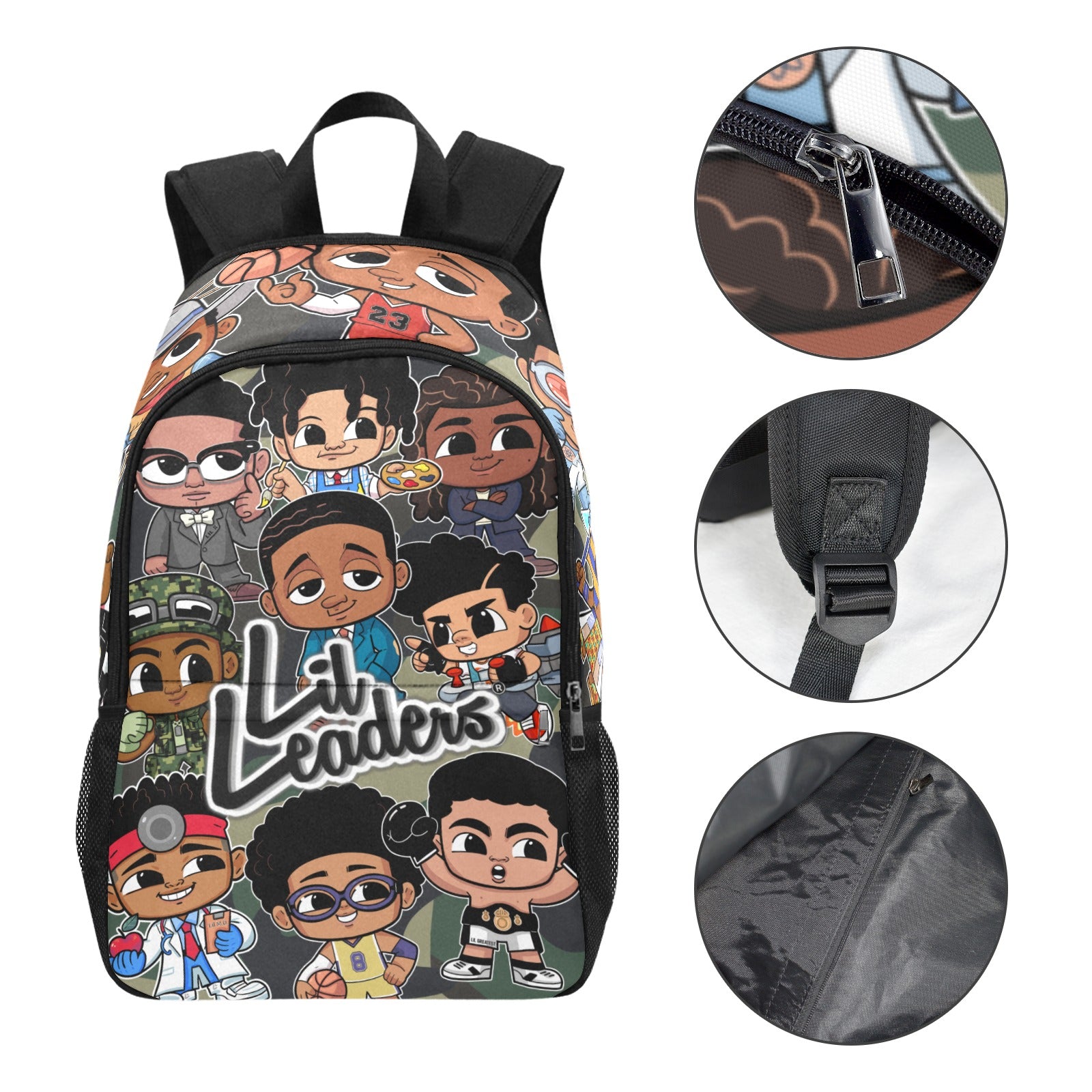 Lil Leaders Backpack - Boys - Gang Camo All-Over Print Unisex Casual Backpack with Side Mesh Pockets