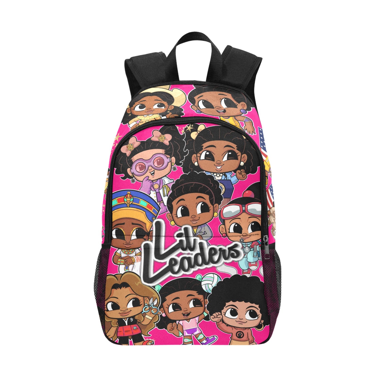 Lil Leaders Backpack - All over Logo Bag girl gang All-Over Print Unisex Casual Backpack with Side Mesh Pockets