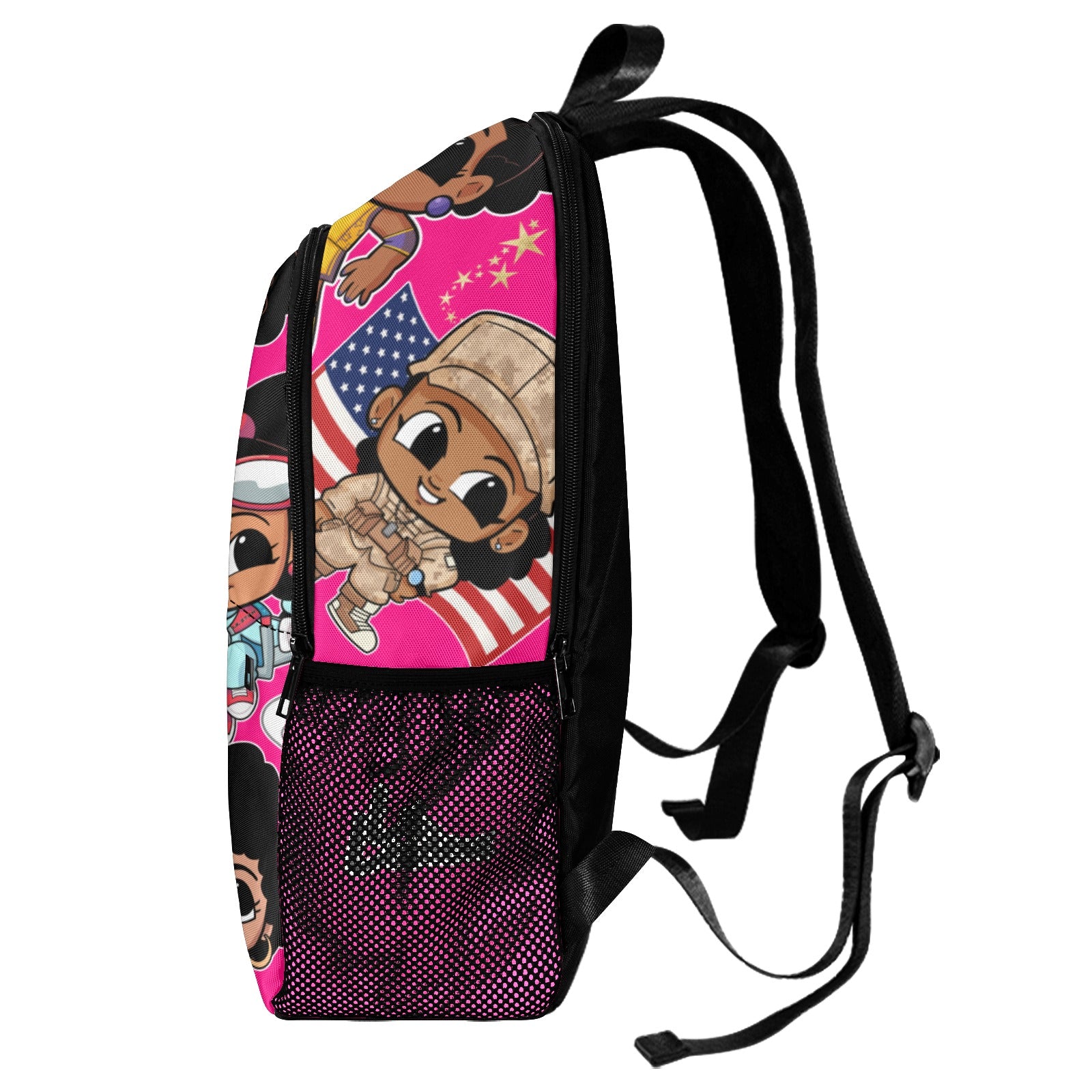 Lil Leaders Backpack - All over Logo Bag girl gang All-Over Print Unisex Casual Backpack with Side Mesh Pockets