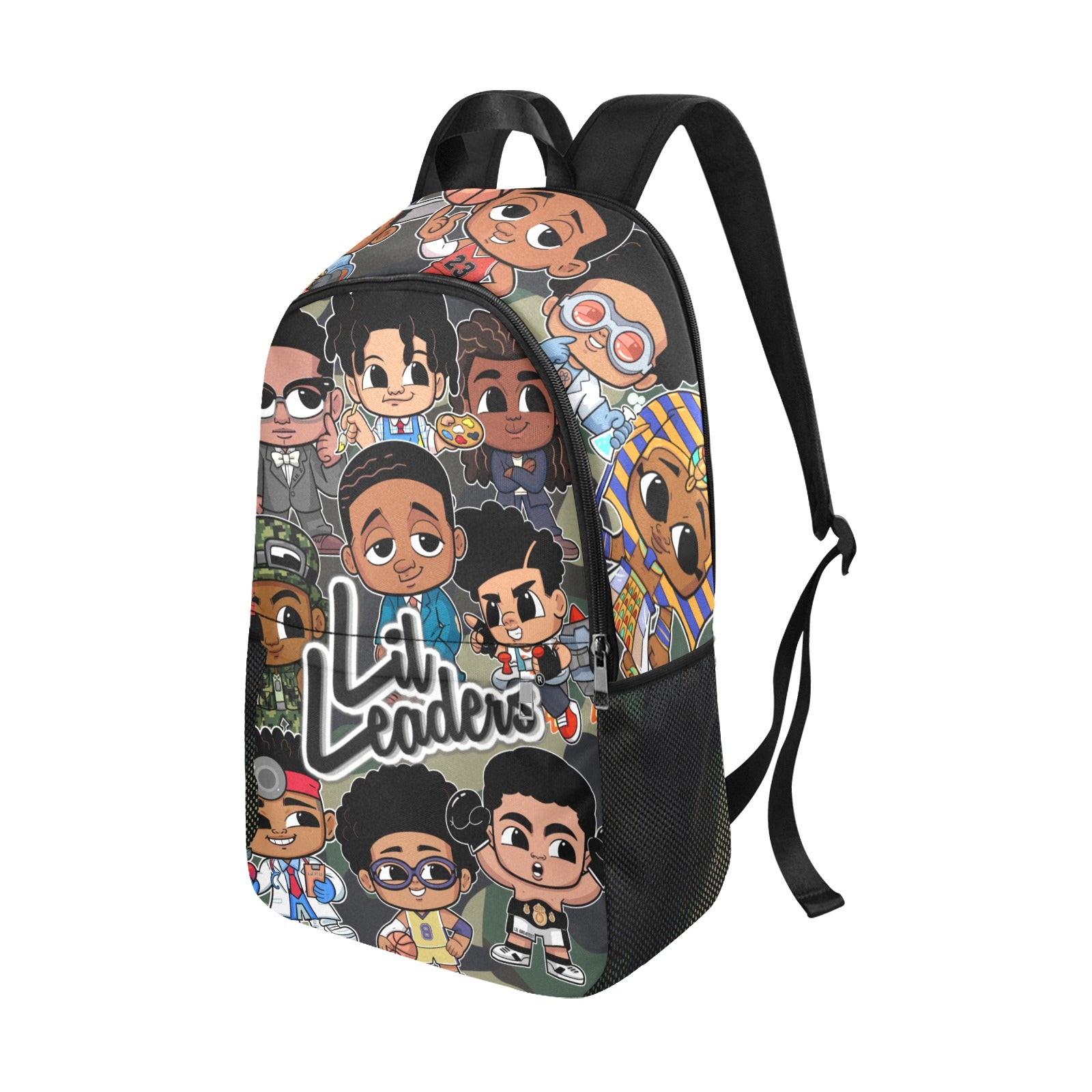 Lil Leaders Backpack - Boys - Gang Camo All-Over Print Unisex Casual Backpack with Side Mesh Pockets
