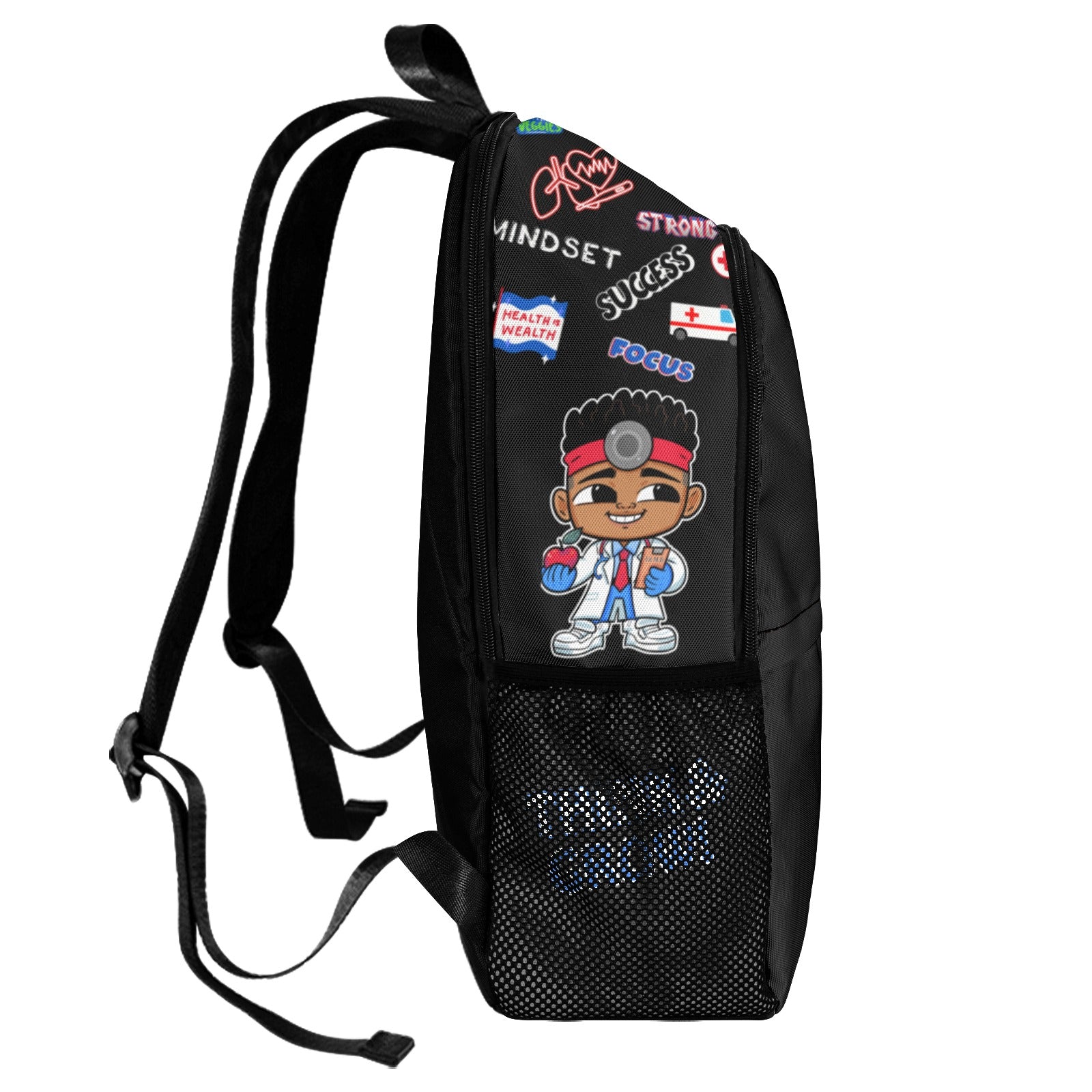 Lil Leaders Backpack - Boys - MD - /Think Grow (Black) All-Over Print Unisex Casual Backpack with Side Mesh Pockets (Model 1659)